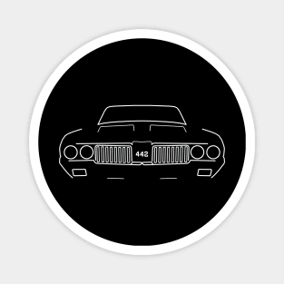 Oldsmobile Cutlass 442 classic car outline graphic (white) Magnet